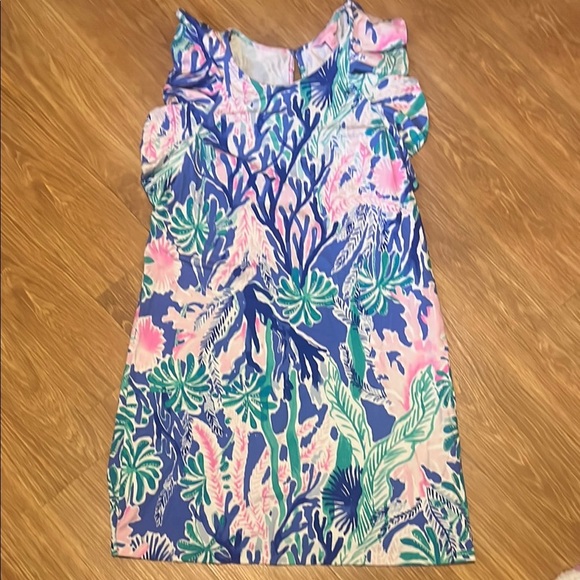 Lilly Pulitzer Blue and Pink One Shoulder Sheath Dress like new small soft - Picture 1 of 6